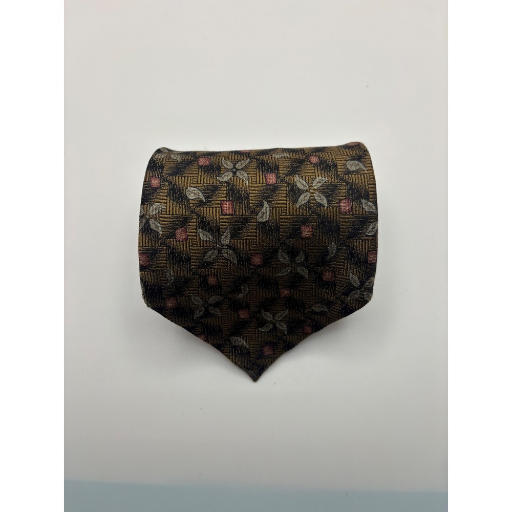 Robert Talbott Best of Class Nordstrom Silk Tie Brown Geometric Floral Pattern